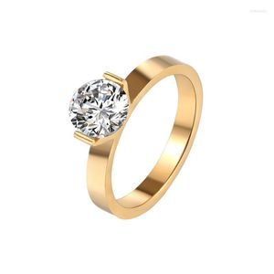 Wedding Rings Carat Shiny Crystal Ring For Titanium Steel Top Quality Gold Color Jewelry Love Gift Woman WholesaleWedding Brit22