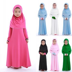 Ethnic Clothing Muslim Kids Girls Prayer Dress Hijab Abaya Robe Arab Dubai Children Ramadan Kaftan Headscarf Islamic Eid Party Gown Jilbab 230224