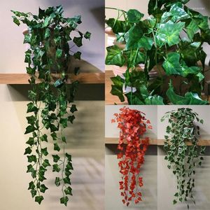 Flores decorativas Plástico Plástico Artificial Flor Rattan String Ivy Leaf Garland Plant Vine Fake Folhagem Garden Decoração de casamento