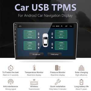 USB Android TPMS Sistema di monitoraggio della pressione dei pneumatici per autoradio Lettore DVD per auto 4 Sensori esterni / interni per pneumatici Allarme temperatura