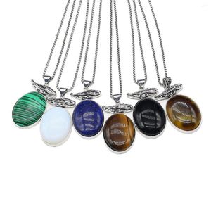 Hänge halsband naturstenskal lapis lazuli opal agate tiger ögon länk kedjor helande kristaller för kvinnor