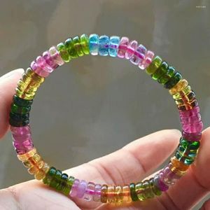 Strand Natural Genuine Colorful Tourmaline Stone Beads Stretch Women Charm Bracelet 7mm