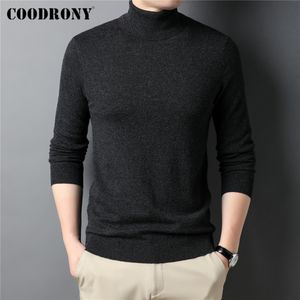 Męskie T-shirty marka Coodrony 100% wełna merynosowa Turtleeck SWEATER MAN MAŁKIE Odzież jesienna zima czysta kolor Slim Grube Casmire Pullover Z3016 230225