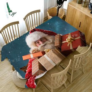 Tischdecke, rotes Jahr, Weihnachtsmann-Tischdecke, Leinen, schmutzabweisend, rechteckig, für Kaffee, Küche, Dekoration