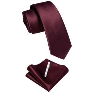 Cravatte Cravatta da uomo di lusso rosso bordeaux Cravatta da taschino da taschino Set di seta di moda Marchio esportato Cravatta sottile da 6 cm per uomo Accessori Regali