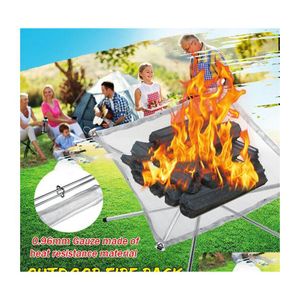 CAR DVR BBQ Grills Portable Fire Pit Folding Campfire Rack Outdoor Cam Förbränningsanläggningar Grillförbränningsanläggning Wood Stove Drop Delivery Home Garde DHM7A