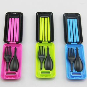 Dinnerware Sets Portable Colorful Set Europe Style Tableware Folding Cutlery Fork For Outdoor Camping Travel