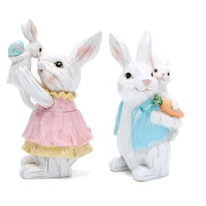 Dekorativa föremål Figurer Easter Bunny Decorations Spring Family Rabbit Decors TableTopper Decor for Party Home Holiday Söta gåvor 230224