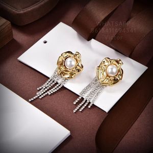 BOTIEGA Brincos de flores Designer Puxos Dangle for Woman Gold Plated 18K T0P Quality Pearls Classic Style Never Fade Anniversary Gift 042