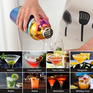 Çubuk Araçlar 1/2pcs 750ml Paslanmaz Çelik Kokteyl Shaker İçecek İhale Şarap Şişesi Mikseri Martini İçme Partisi Aracı 230225