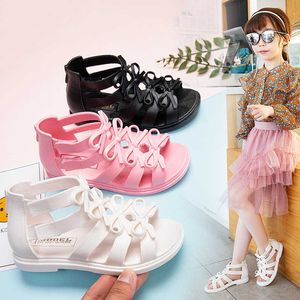 Sandals Girls Sandals 2023 Summer New Children's Beach Shoes Soft Soled Baby Disual Shoes Kids Roman Princess Sandals Z0225