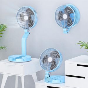 7 inç çok fonksiyonlu şarj edilebilir usb fan LED aydınlatma masası fanları, gece ışığı ile taşınabilir katlanır fan 180 ° civarında döner