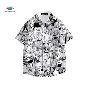 Camisas casuais masculinas bakugou katsuki Todoroki Shouto camisa kawaii muitos rostos Men camisa havaiana 3d impressão de verão camisas de praia casual tampas de manga curta z0224