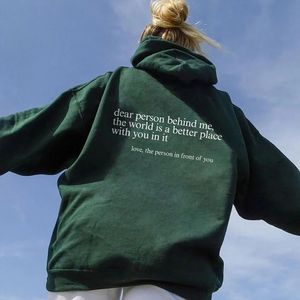 Womens Hoodies Sweatshirts Dear Person Behind Me Mental Health Awareness Pullover Vintage Aesthetic with Words on Back Unisex Trendy 230224
