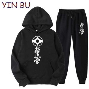 Erkeklerin Trailsits Sonbahar Kış Kyokushin Karate Trailtsuit Erkekler 2 Parçası Set Sweatshirt Sweatofants Sportswear Hoodies Pantolon Erkek Hoodies Suit Z0224