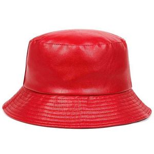 Cappelli a tesa larga Unisex Regolabile Nero Rosso Marrone Cappello a secchiello Panama in ecopelle Donna bob chapeau Panama Estate harajuku Berretto da pesca hip hop G230224