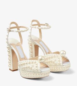 23S Scarpe da sposa firmate SACARIA Sandali con plateau Abbellimento di perle Sacora Tacchi alti da donna Décolleté da sera perfetti EU35-43