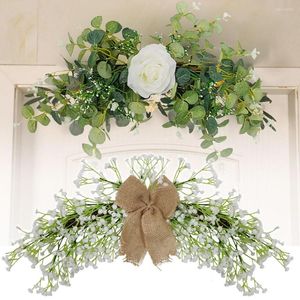 Dekorativa blommor Bröllopsgäster Party Supplies Artificial Flower Wreath Home Ornament Door Threshold Garland Babysbreath Eucalyptus