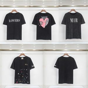 Mens mode varum￤rke Summer T Shirt Womens Washed Make Old Tees Couples Fashion Vintage Tops Asian Size S-2XL