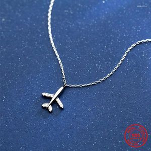 Chains YIZIZAI 925 Sterling Silver Aircraft Airplane Plane Pendant Necklace For Women Handmade Crystal Jewelry Gift