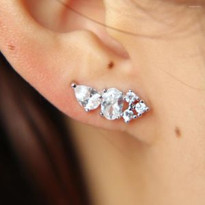 Stud Earrings 2023 Arrival Earring Stones Jewelry Sparking Bling CZ Crystal Rose Gold Color Dipper Hook Climber For Women