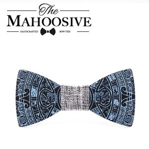 Neck Ties MAHOOSIVE New Style Fashion Handmade Wood Wedding Bowtie Gravata Ties For Men Clothing Accessories Mens Printing Wooden Bow Tie J230225