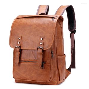 Zaino Borsa da uomo vintage di grande capacità Zaini per adolescenti Zaino moda in pelle PU Uomo Multifunzionale Designer con cerniera