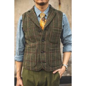 Coletes masculinos de lã de tweed de tweed de tweed masculino co -coletes para homens de fivela de buckmen