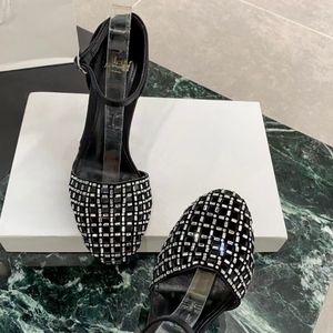 Alevi Milano Sandali con tacco alto Cinturino con cinturino incrostato di cristalli Tacchi tacco alto per le donne Scarpe estive di design di lusso Scarpe da festa con tacco Fabbrica di scarpe eleganti 42 Scatola nastro