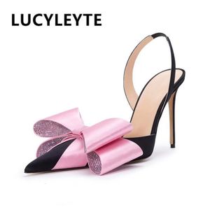 Sandaler Spring Summer Fashion Bow Thin High Heel Baotou Womens European American Walking Shoes 230224