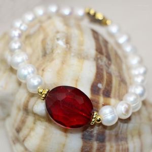 Strand White Natural 8-9mm Freshwater Pearl Beads Bracelet For Women Cloisonne Clasp Original Diy Jewelry 7.5inch B2985