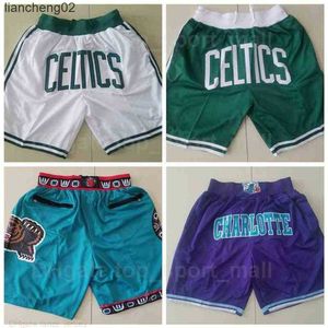 Męskie szorty Robert Parish Basketball Shorts Po prostu noszenie sportowej kieszeni na zamek błyskawiczny Pierce Tyrone Muggsy Bogues Kemba Walker Lamelo Ball R228B W0225