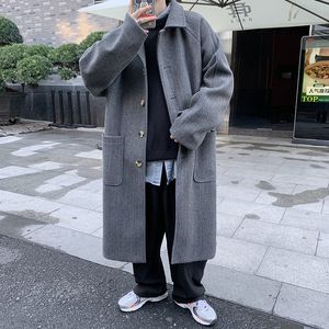 Men' Blends Winter Thickened Woolen Coat Warm Fashion Oversized Long Korean Loose Thick Trench s Overcoat 230225