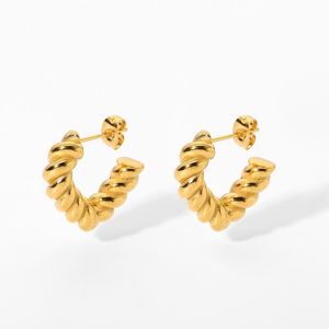 Hoop Earrings & Huggie 18k Gold Plated Stainless Steel Geometric Shape Twist For Women Trendy Orecchini Da Donna