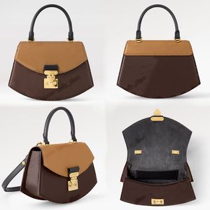 Tilsitt Handbag Canvas Leather City Bag Women Designer Gold-color Hardware Tote Geometric Curved Shape Tote Flap Closure with S-Lock Shoulder Bag Purse