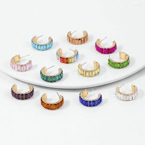 Stud Earrings 1Pair Multi-Color Crystal Fashion C-Shaped Light Luxury Temperament Studs Women Geometric Ear Jewelry Accessories