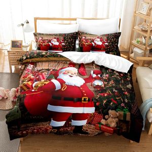 寝具セットクリスマスダウンキルトカバーセットメリーパターンポリエステルウォームテーマファミリーキング