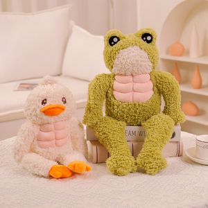 Cute funny muscle frog doll plush toy inspirational fitness ugly abs frog doll