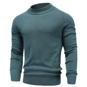 Men's T-Shirts Winter Men's Mock Neck Sweater Fashion Solid Color Warm Knitted Pullovers Men Casual Elastic Sweaters Male Autumn Knitwear 230225