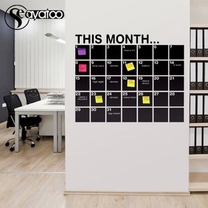 Väggklistermärken Denna månad kalender 2023 Månadsvis planerare Blackboard Vinyl Decal Office Decoration Erasable Chalk tavlan 58x72cm 230225