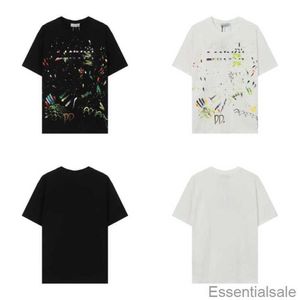 Luxury Men's T-shirts Lanvins t Shirts Women Trend Brand Loose Casual Cotton Crewneck Tees Splash Ink Painted Graffiti Italy French Style Whp5