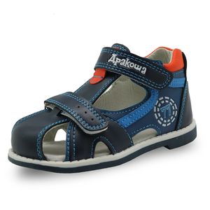 Sandalet Apakowa Yaz Çocuk Ayakkabı Markası Kapalı Toe Toddler Boys Sandals Ortopedik Sport PU DERİ Bebek 230224