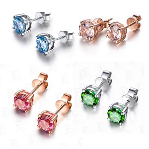 Women Jewelry Earring Stud rose green blue crystal zircon white gold plated earrings students party sweet earrings girls wedding parties jewelry gifts