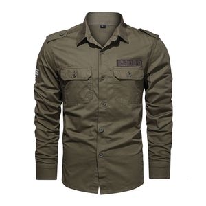 Erkekler sıradan gömlekler moda sonbahar bahar kıyafetleri yeşil siyah kargo askeri marka gömlekler için uzun kollu gündelik bluz büyük boy 5xl 6xl 230225