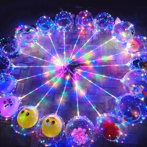 Bal￣o Rose Bouquet Novidade iluminando Bobo Ball Set Wedding Glow Bubble Balloons com Luzes de cordas de cordas Garota Mulheres