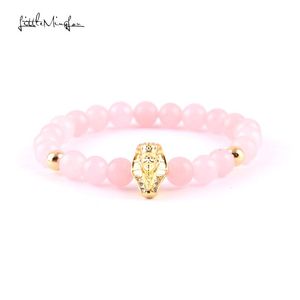 Charmarmband Little Minglou ARRIVAL CZ Farao Women Pink Stone Bead Mummies Bangles For Jewelry