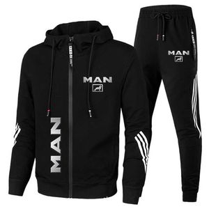Men's Tracksuits 2023 New Men's Sportswear MAN Car Print Hooded SweatshirtTrousers 2PK Casual Fit Running Fitness Men's Sportswear Z0224