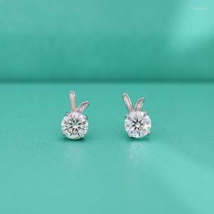 Kolczyki stadnonowe Śliczne Rubbie Moissanite Women 925 SBRINLING SREBRE 0,5CT D Kolor Moissanita Diamond Ear Studs White Gold Test Pass Pass