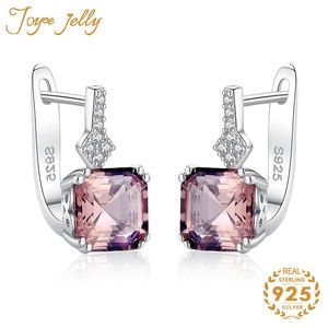 Stud Earrings JoyceJelly Trendy Morganite For Women 925 Sterling Silver Jewelry Purole Clear Stone Selling Gifts Wholesale