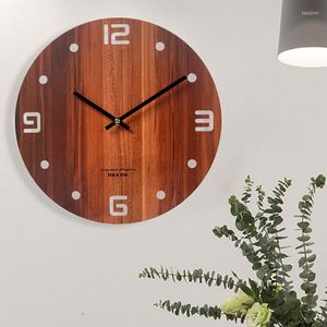 Wall Clocks Simple Walnut European Clock Wood Silver Pointer Modern Design Wooden Decoracion Salon Casa Home Decorate Art